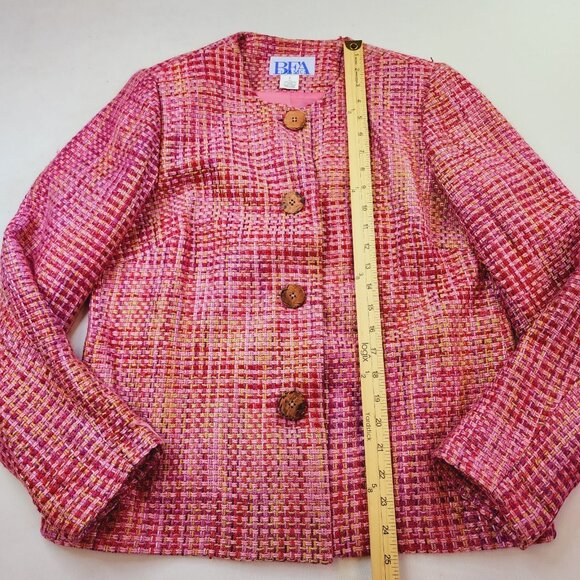 BFA Classics Blazer Jacket Women 8 Pink Easter Sping Vintage Granny Woven - Picture 2 of 9